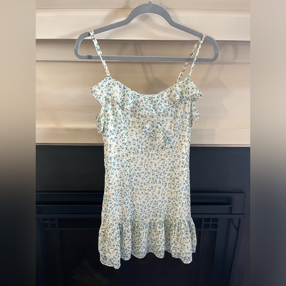 White floral mini dress